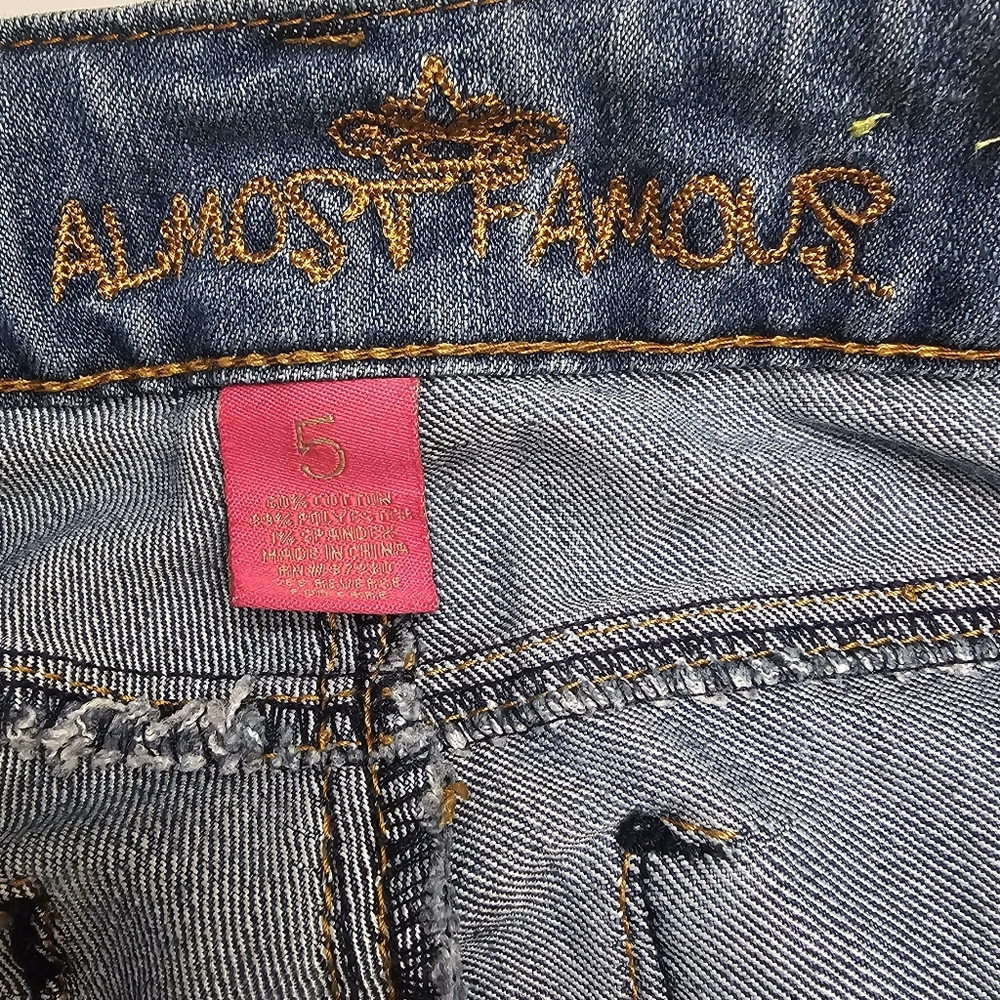 Almost Famous Patchwork Flare Boot Leg Jeans Size… - image 3